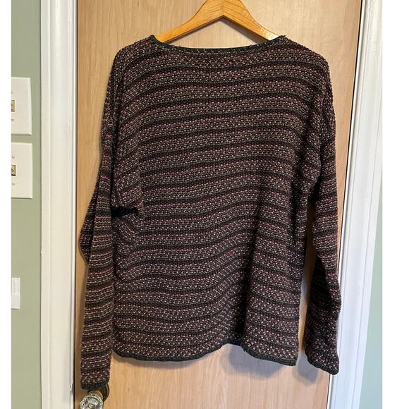 Vintage Express Tricot 90s Sweater Oversized Striped Knit Women's Sz Lg - Picture 2 of 4